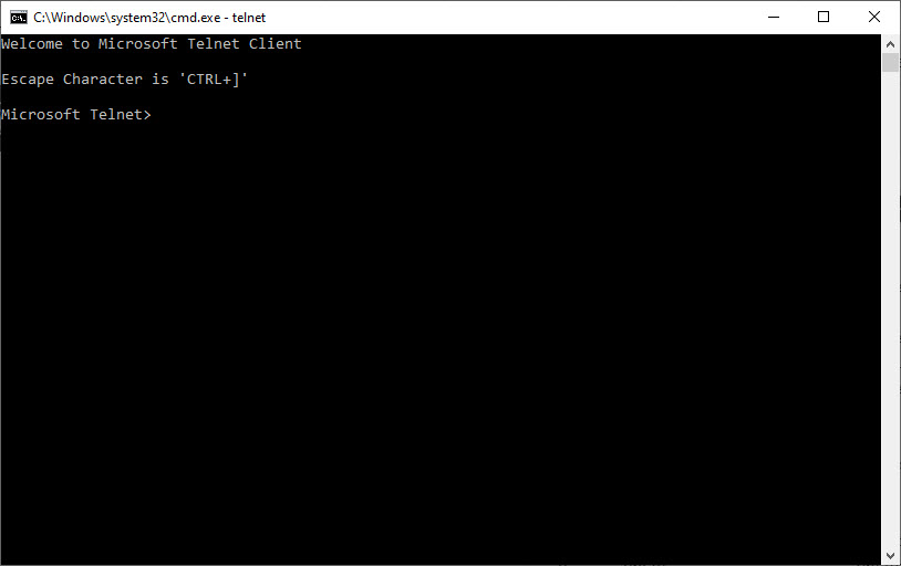 Telnet Client Installation on Windows 10