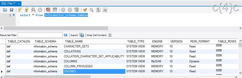 Mysql select columns of a table